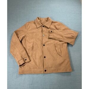 Unbranded Tan Corduroy Snap Front Trucker Jacket Mens XL Brown Workwear Coat